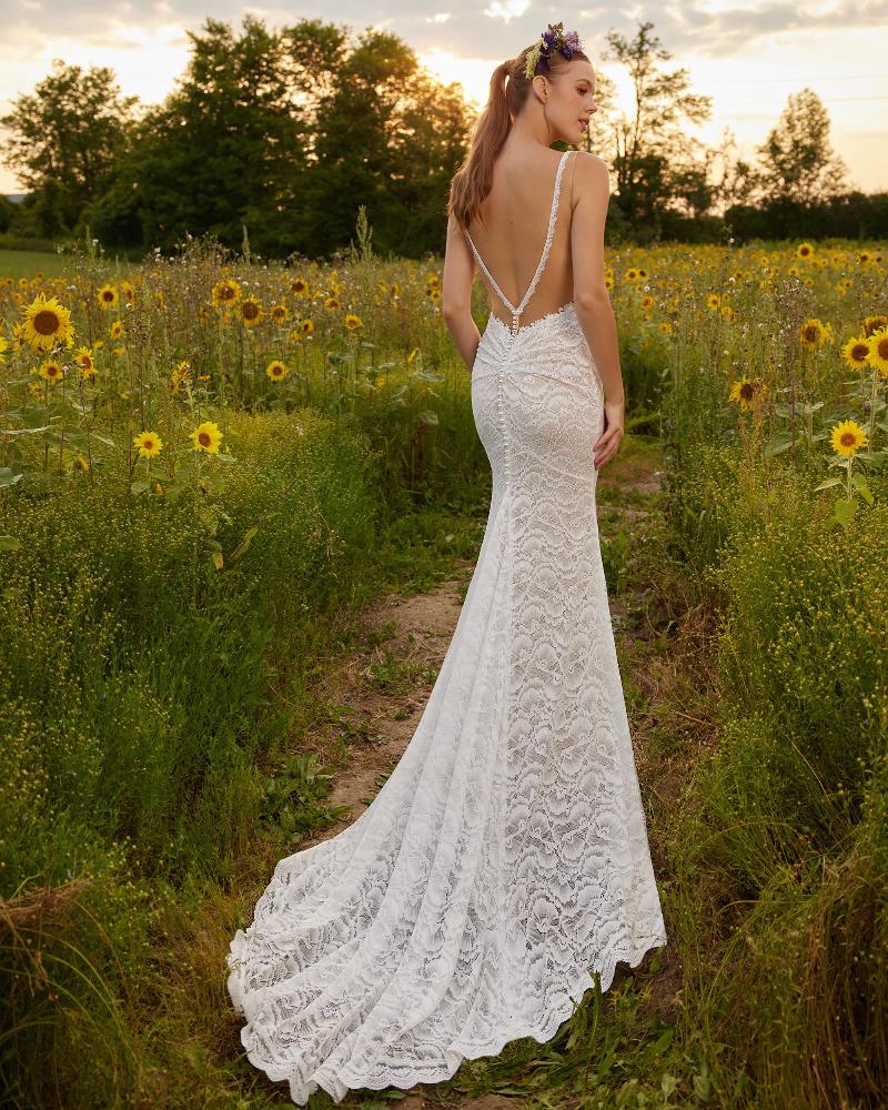 Lp2203 backless boho wedding dress with lace and tank straps2